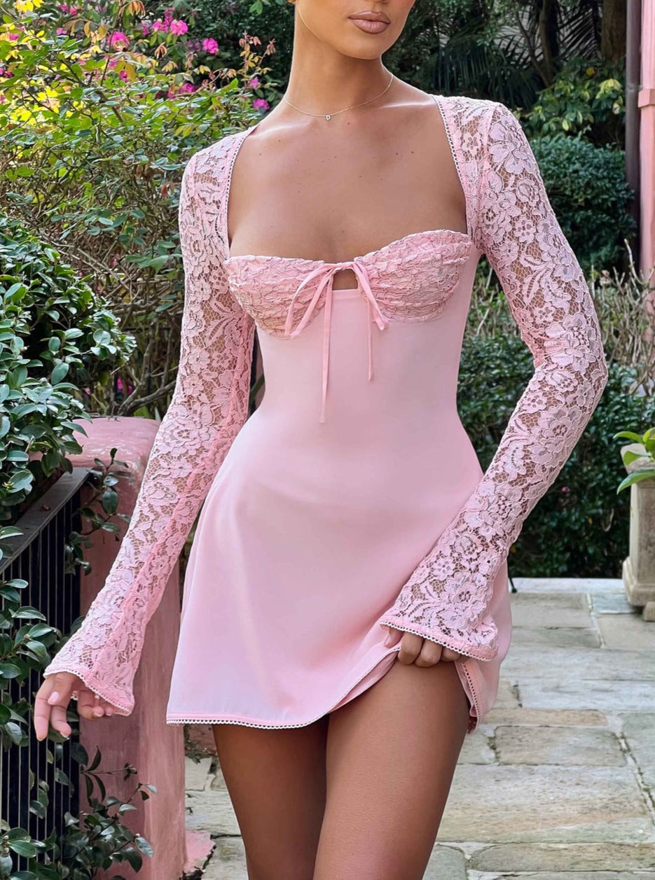 Pink Off Shoulder Sleeveless Knot Sleeve Tiered Hem Chiffon Dress – Wear .Style